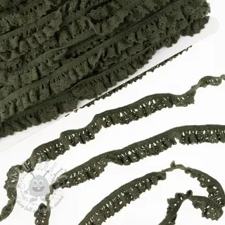 Katoenen kant elastisch camo green