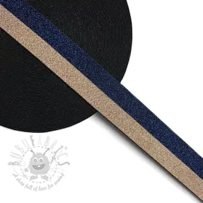 Glad elastiek 4 cm Lurex DOU marine champagne