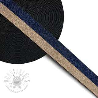 Glad elastiek 4 cm Lurex DOU marine champagne