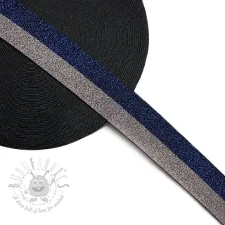 Glad elastiek 4 cm Lurex DOU marine grey