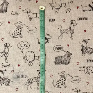 Decoratiestof Linenlook Sweet doggie friends