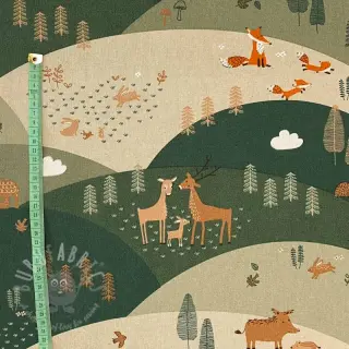 Decoratiestof Linenlook Mountain forest animals