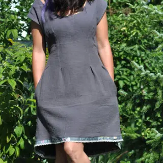 Dubbelgaas/mousseline dark grey ORGANIC
