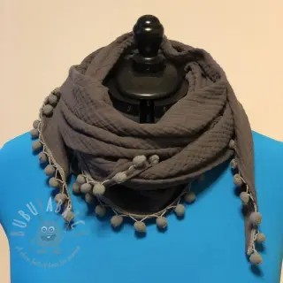 Dubbelgaas/mousseline dark grey ORGANIC