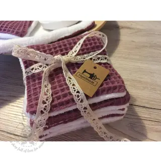 Katoen met wafelbinding mauve