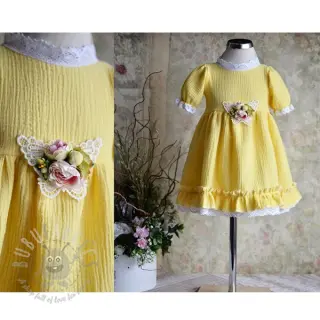 Dubbelgaas/mousseline soft yellow ORGANIC