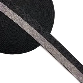 Guma hladká 4 cm Lurex DOU black grey
