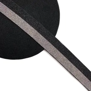 Guma hladká 4 cm Lurex DOU black grey