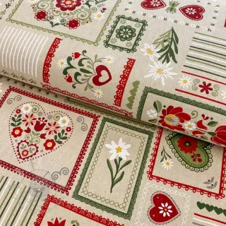 Decoratiestof Linenlook Edelweiss patchwork