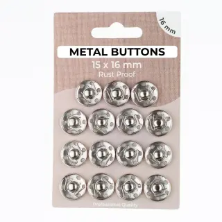 Stláčací gombík METAL 16 mm silver