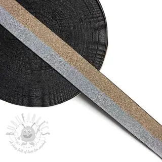 Glad elastiek 4 cm Lurex DOU champagne silver