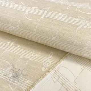 Decoratiestof jacquard Music notes lyrics metallic