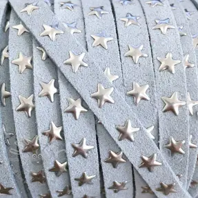 Suède koord Sterren light blue