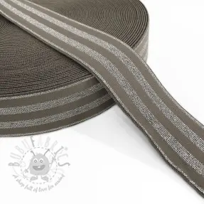 Glad elastiek 4 cm LUREX SILVER taupe