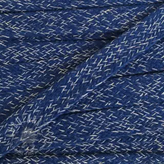 Katoenen koord plat 15 mm melange navy