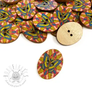 Houten Knoop Butterfly cobalt