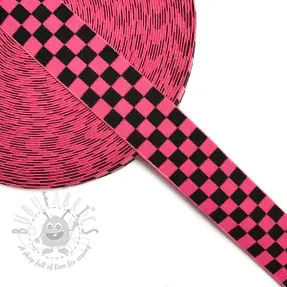 Glad elastiek 4 cm Chequered jacquard fuchsia