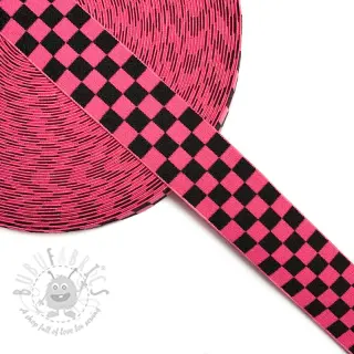 Glad elastiek 4 cm Chequered jacquard fuchsia