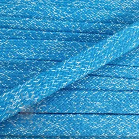 Katoenen koord plat 15 mm melange aqua