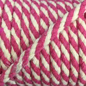Katoenen koord 5 mm fuchsia ecru
