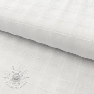 Katoenen stof EMBROIDERY DOBBY Square white