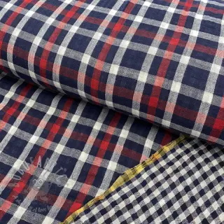 Dubbelgaas/mousseline Double sided Checks navy