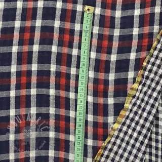 Dubbelgaas/mousseline Double sided Checks navy