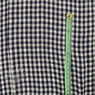 Dubbelgaas/mousseline Double sided Checks navy