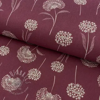 Decoratiestof Linenlook Elegant dandelion bordeaux