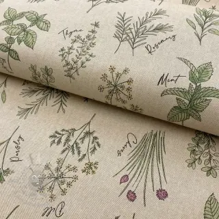 Decoratiestof Linenlook Herbal culinary kitchen