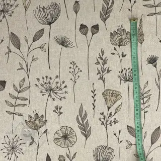 Decoratiestof Linenlook Handdrawn flowers