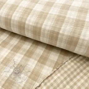 Dubbelgaas/mousseline Double sided CHECKS MINI beige