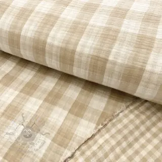 Dubbelgaas/mousseline Double sided CHECKS MINI beige