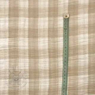 Dubbelgaas/mousseline Double sided CHECKS MINI beige