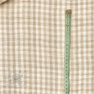 Dubbelgaas/mousseline Double sided CHECKS MINI beige