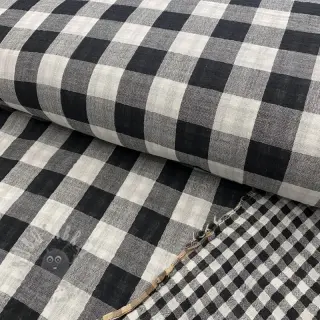 Dubbelgaas/mousseline Double sided CHECKS MINI black