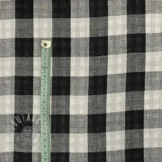Dubbelgaas/mousseline Double sided CHECKS MINI black