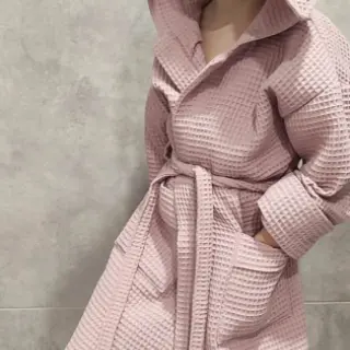 Katoen met wafelbinding old rose