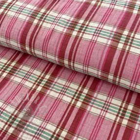 Dubbelgaas/mousseline Double sided CHECKS pink