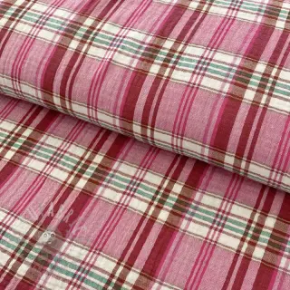 Dubbelgaas/mousseline Double sided CHECKS pink