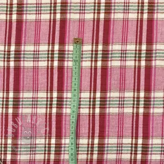 Dubbelgaas/mousseline Double sided CHECKS pink