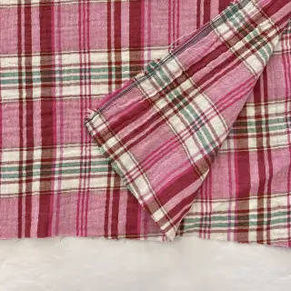 Dvojitá gázovina/mušelín Double sided CHECKS pink