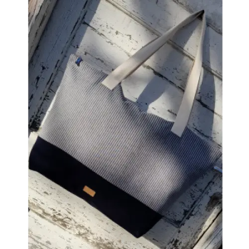 Dekoračná látka DOBBY Colored stripe navy blue