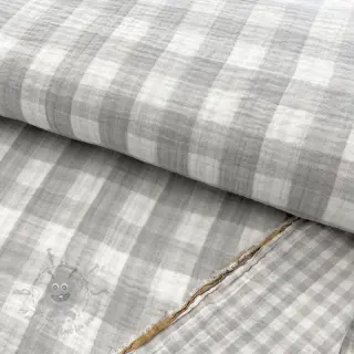 Dubbelgaas/mousseline Double sided CHECKS MINI grey