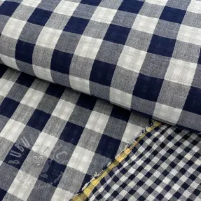 Dubbelgaas/mousseline Double sided CHECKS MINI navy