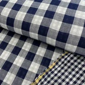 Dvojitá gázovina/mušelín Double sided CHECKS MINI navy