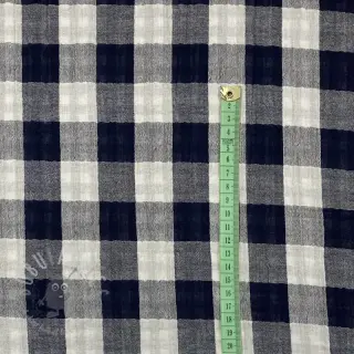 Dubbelgaas/mousseline Double sided CHECKS MINI navy
