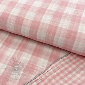 Dubbelgaas/mousseline Double sided CHECKS MINI old rose