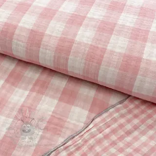Dubbelgaas/mousseline Double sided CHECKS MINI old rose
