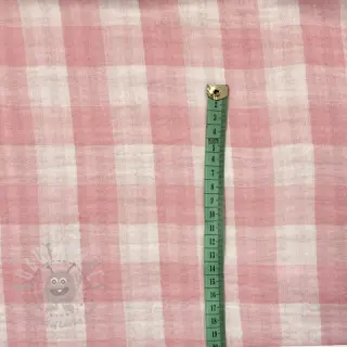 Dubbelgaas/mousseline Double sided CHECKS MINI old rose